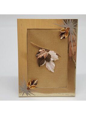Jewelry Art Gold Tone Sparkle Frame Leaf Embellishments & Rhinestone Accents